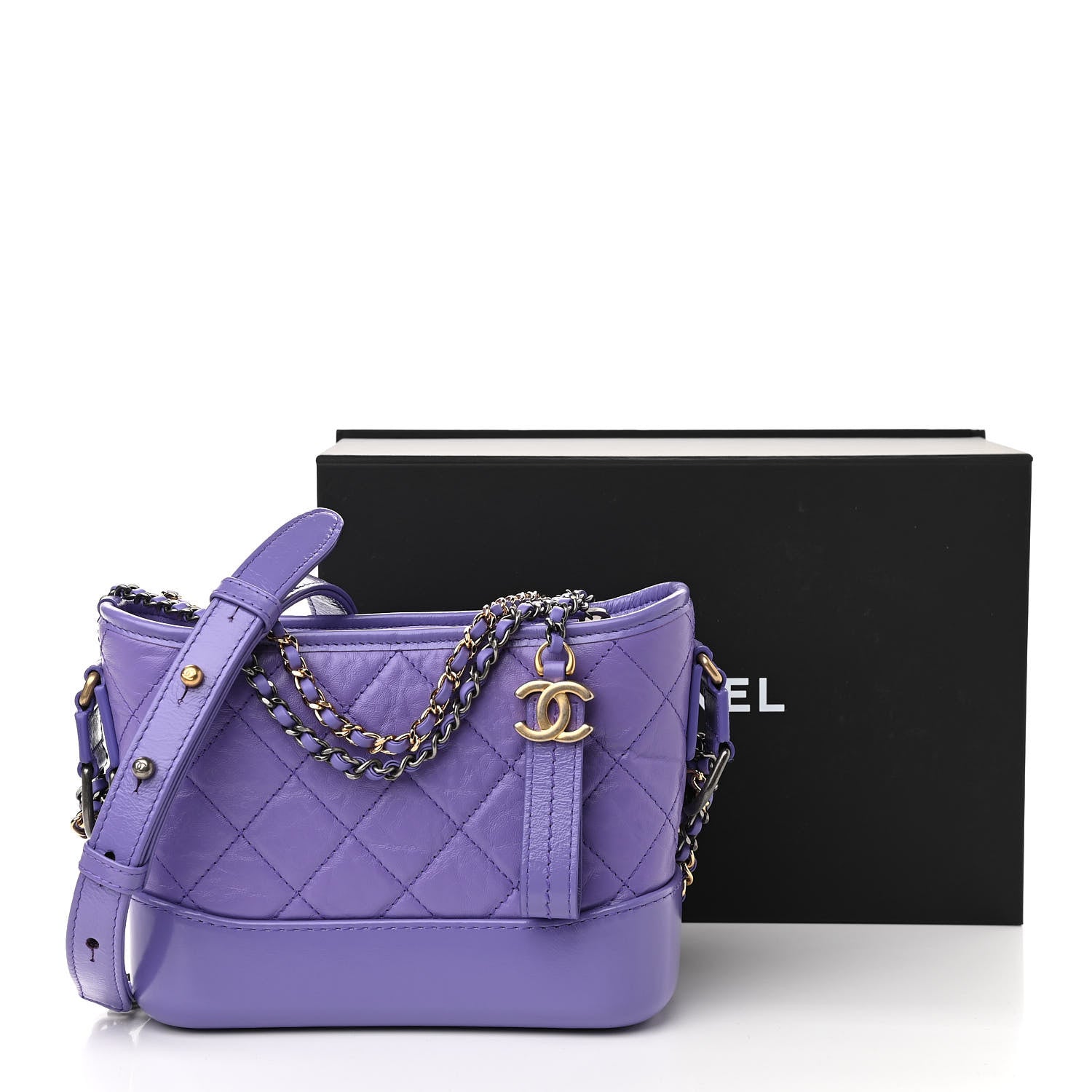 Chanel Aged Calfskin Quilted Small Gabrielle Hobo Purple 11 of 11