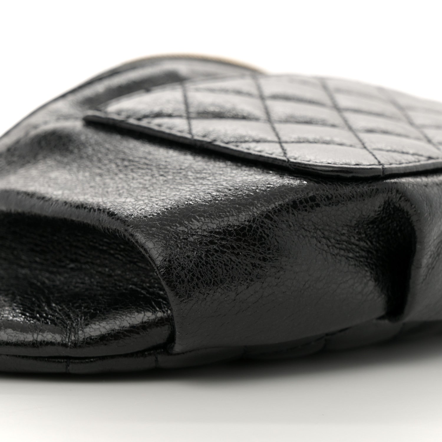 Chanel Crumpled Glazed Lambskin Quilted Waist Bag Fanny Pack Black 9 of 10