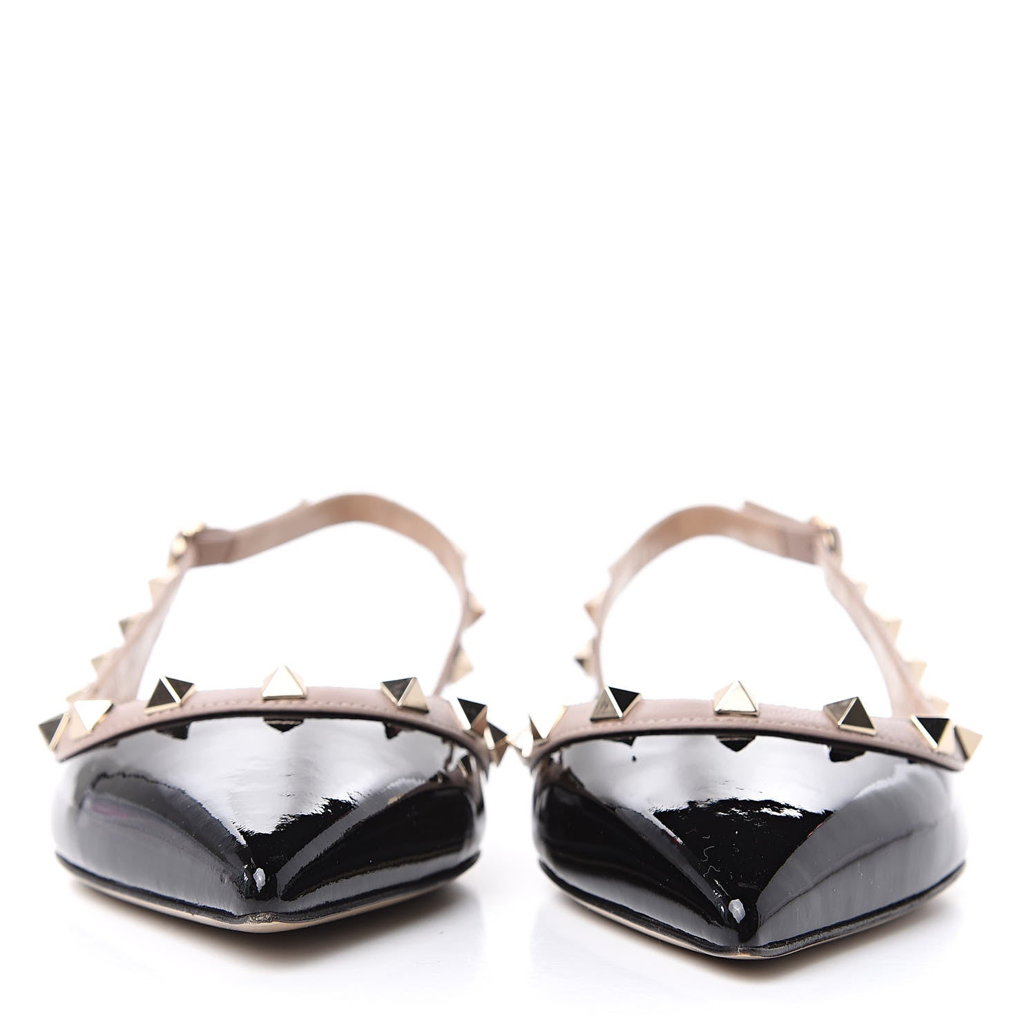 Valentino Garavani Patent Rockstud Slingback Flats 36 Black Poudre 2 of 9