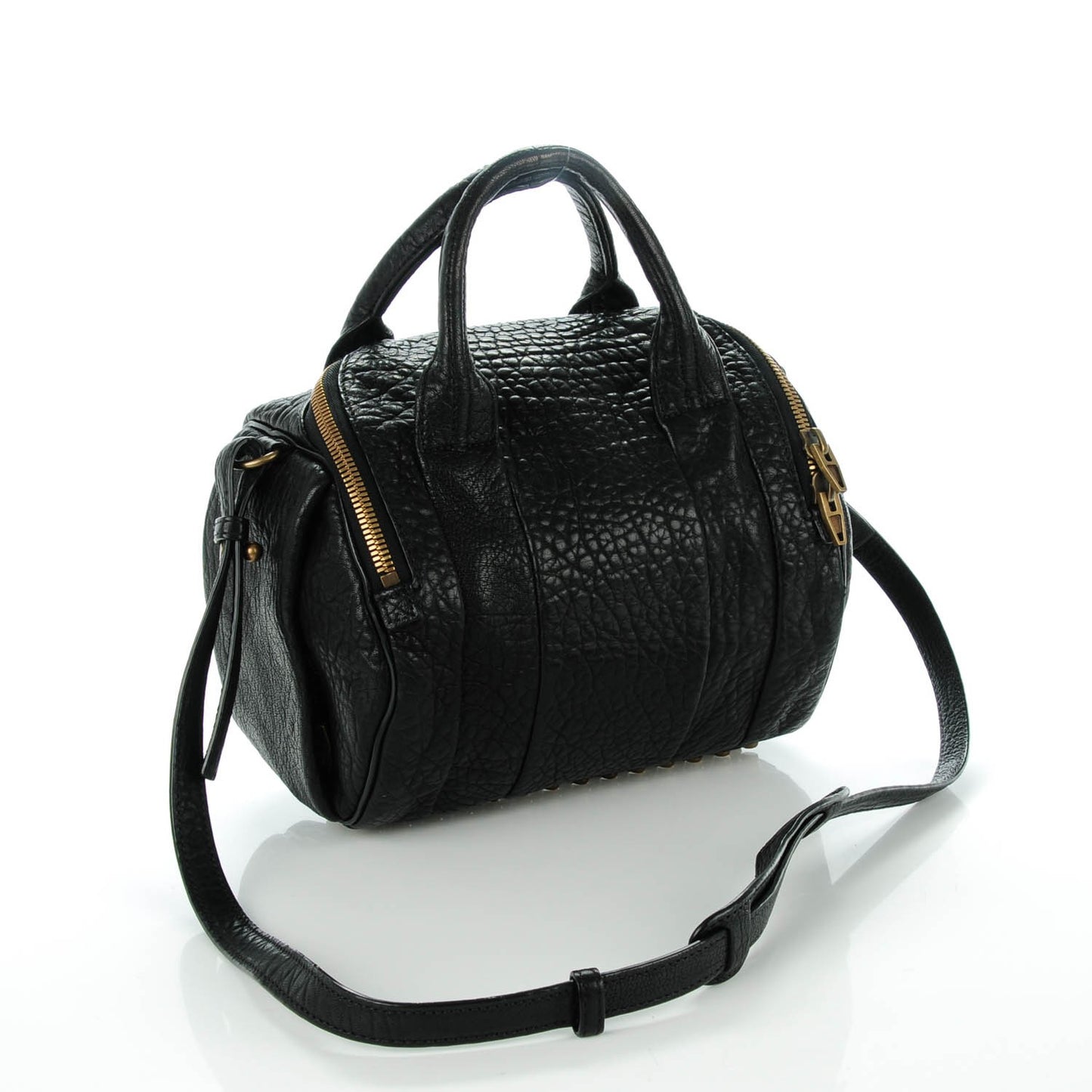 Pebbled Lambskin Rockie Black Antique Brass Hardware