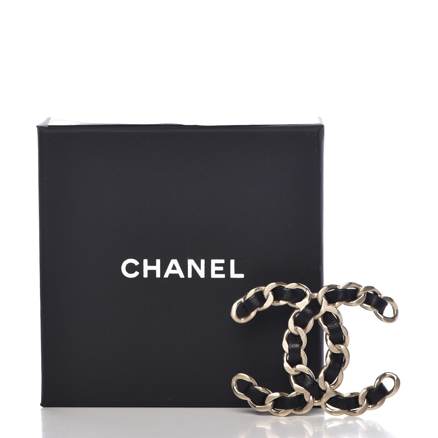 Chanel Lambskin Chain CC Brooch Black Gold 5 of 5