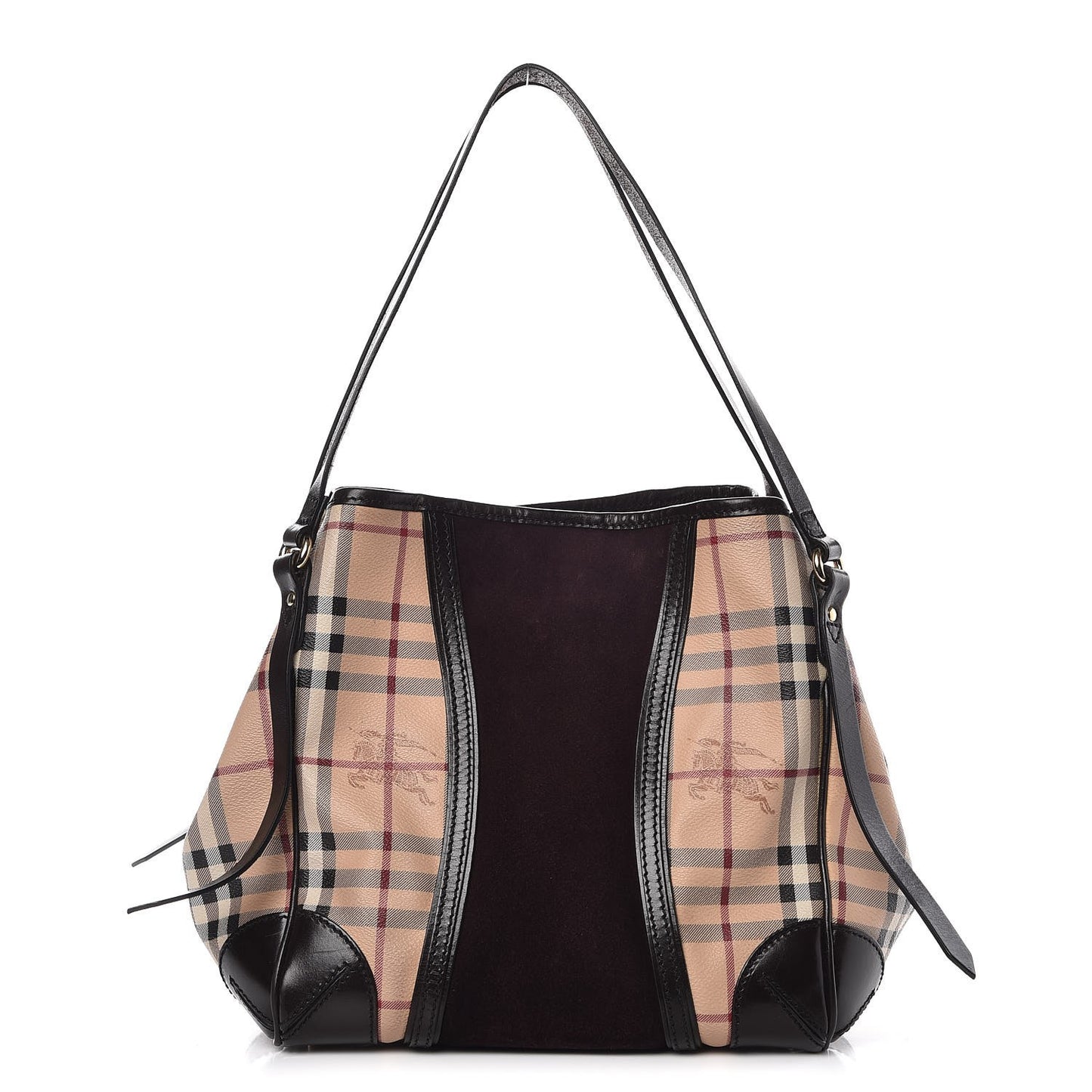 Suede Haymarket Check Colorblock Small Canterbury Tote Plum