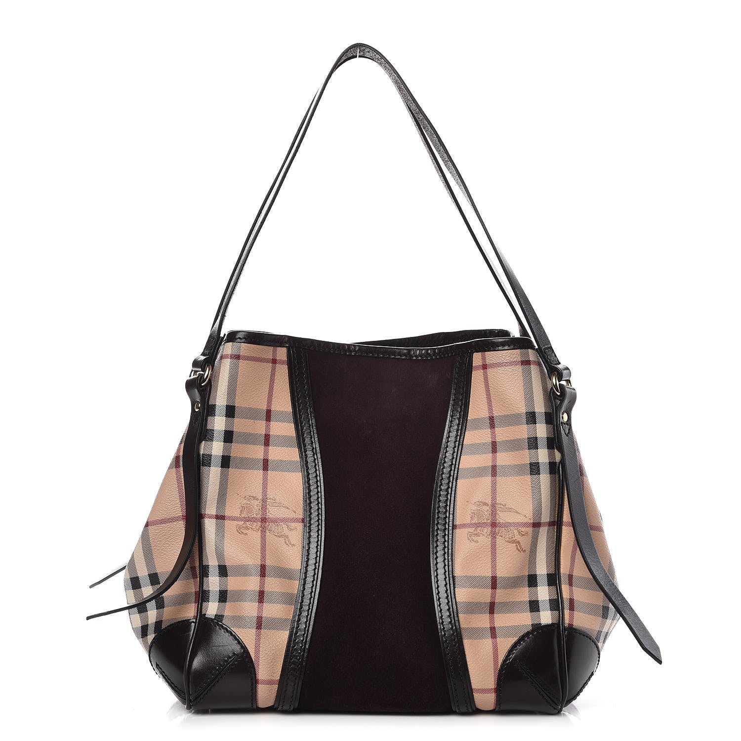 Burberry Suede Haymarket Check Colorblock Small Canterbury Tote Plum 1 of 13