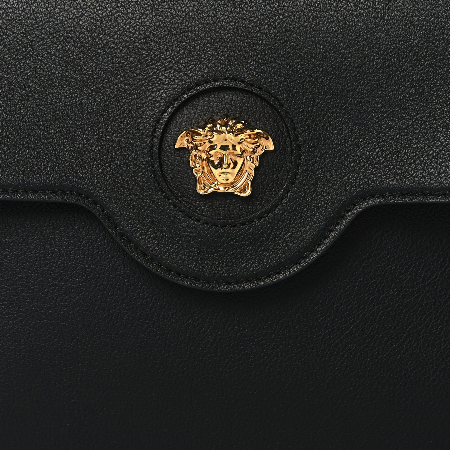 Calfskin La Medusa Top Handle Shoulder Bag Black