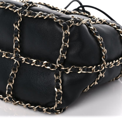 Chanel Lambskin Bucket Chain Drawstring Bag Black 8 of 10