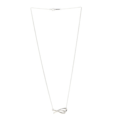 Tiffany 18K White Gold Mini Diamond Bow Pendant Necklace 3 of 6