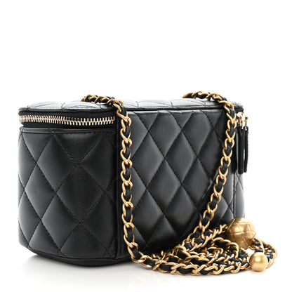 Chanel Lambskin Quilted Pearl Crush Small Vanity Case With Chain Black 3 of 10
