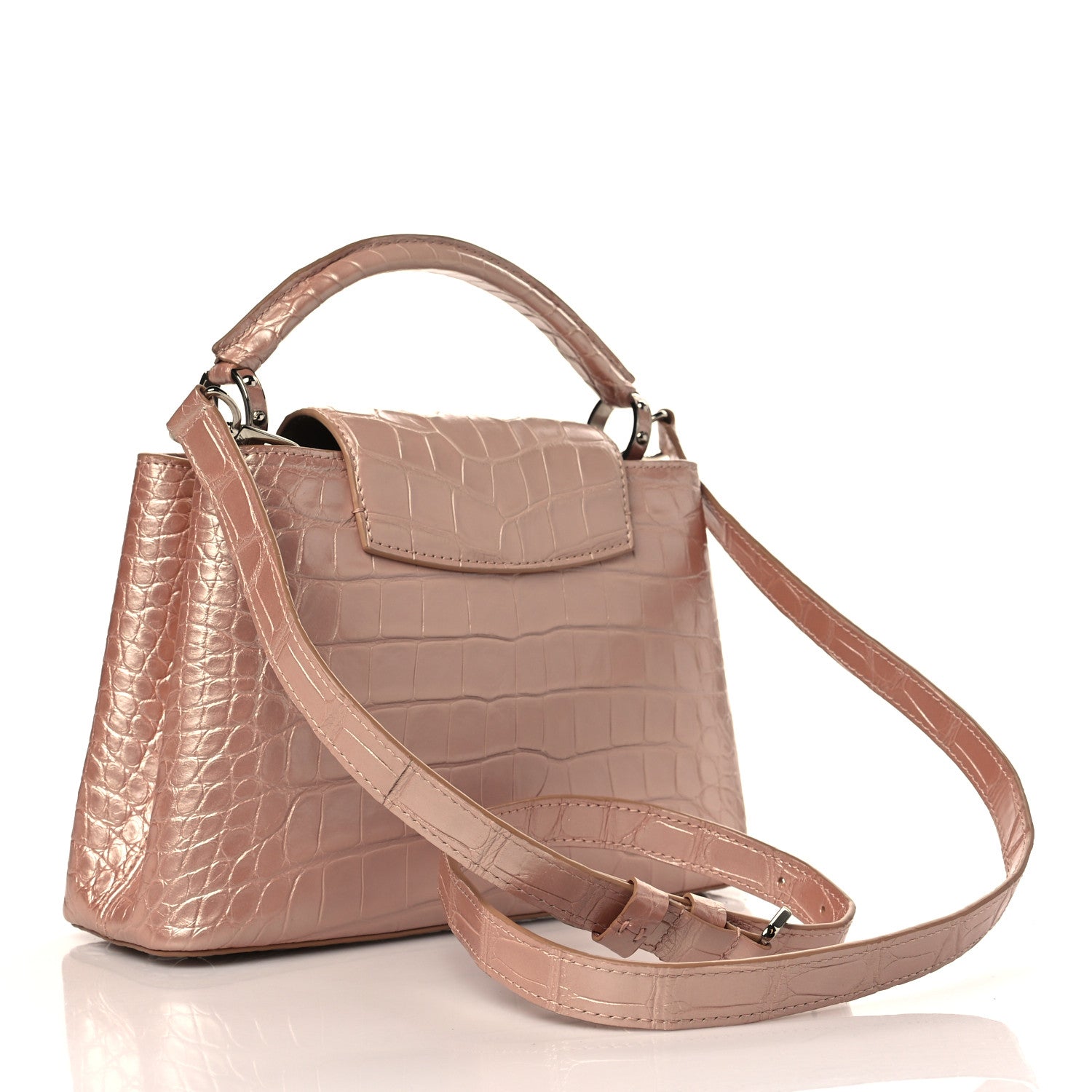 Louis Vuitton Iridescent Alligator Capucines BB Pink 2 of 5