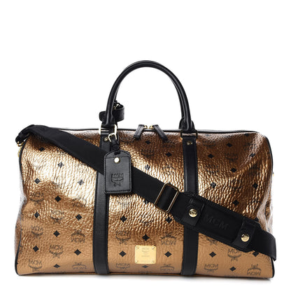 MCM Metallic Visetos Medium Traveler Weekender Bag Gold 1 of 12
