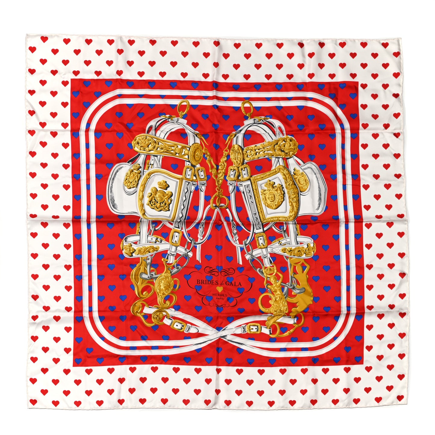 Silk Brides De Gala Love Scarf 90 Rouge Vif Marine White