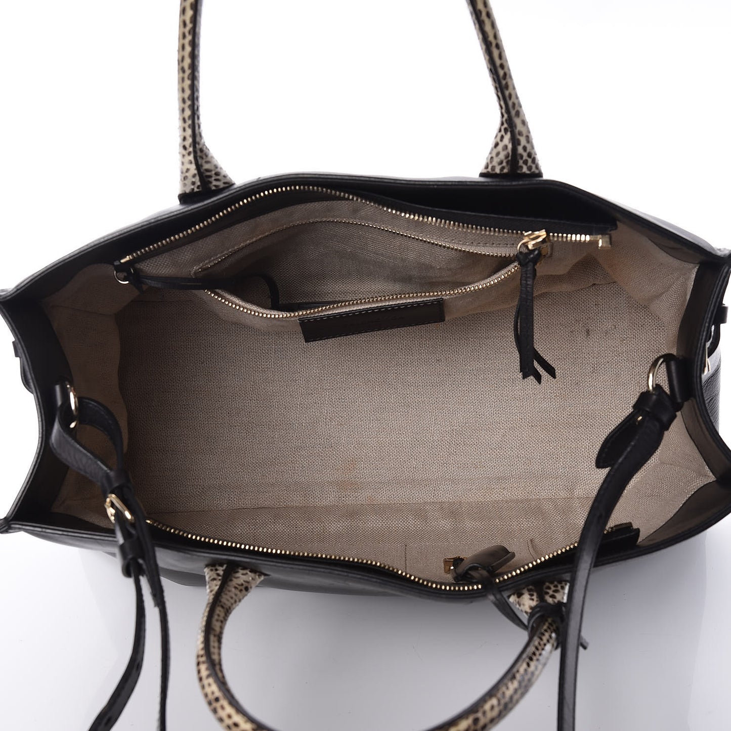 Calfskin Elaphe Snakeskin Padlock Nude Work S Top Handle Black