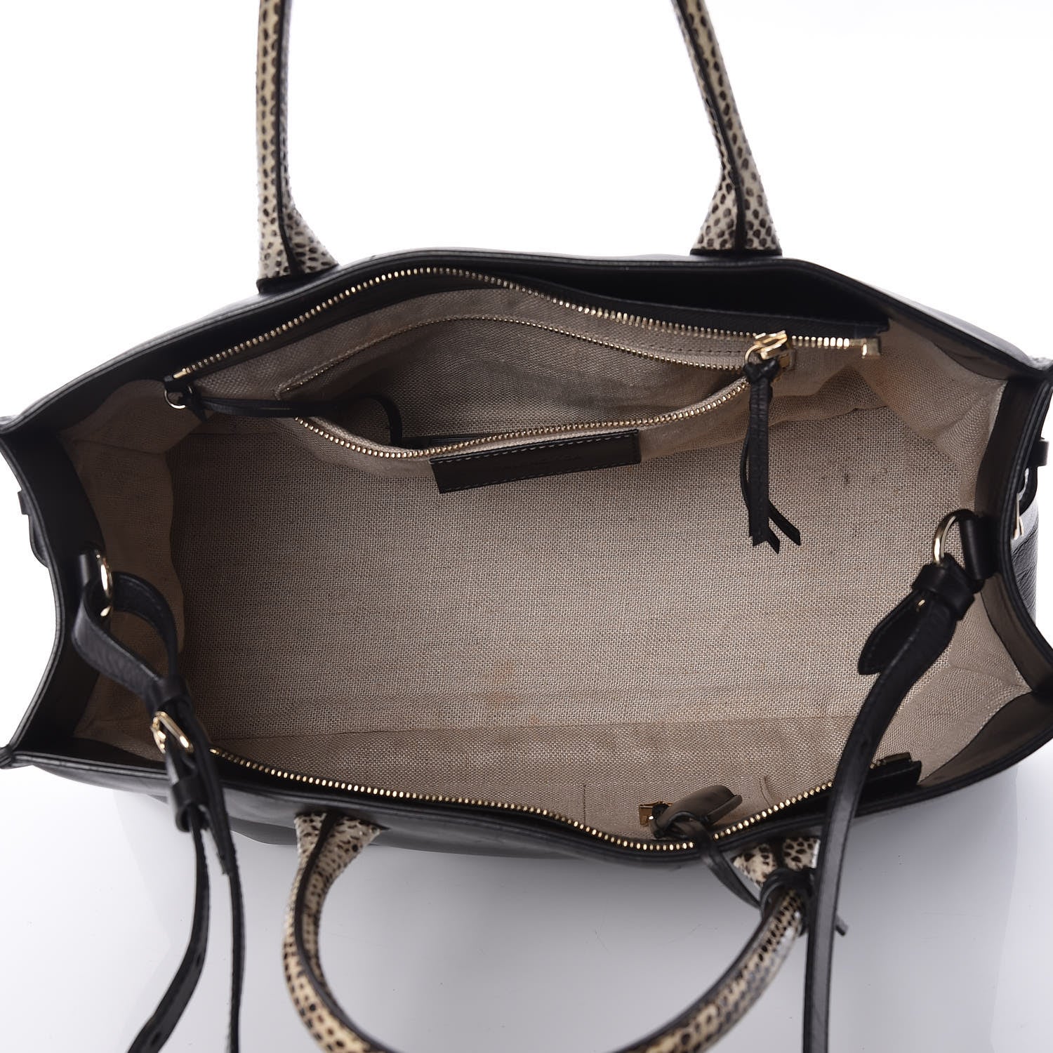Balenciaga Calfskin Elaphe Snakeskin Padlock Nude Work S Top Handle Black 8 of 11