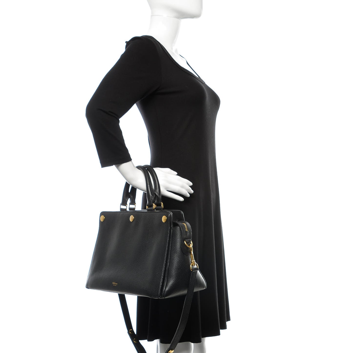 Small Classic Grain Stud Tote Black