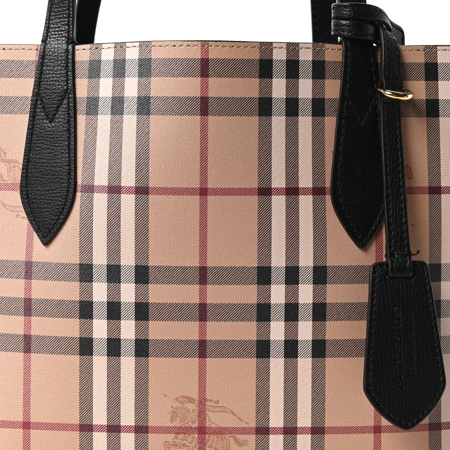 Burberry Grainy Calfskin Haymarket Check Small Reversible Tote Black 7 of 15
