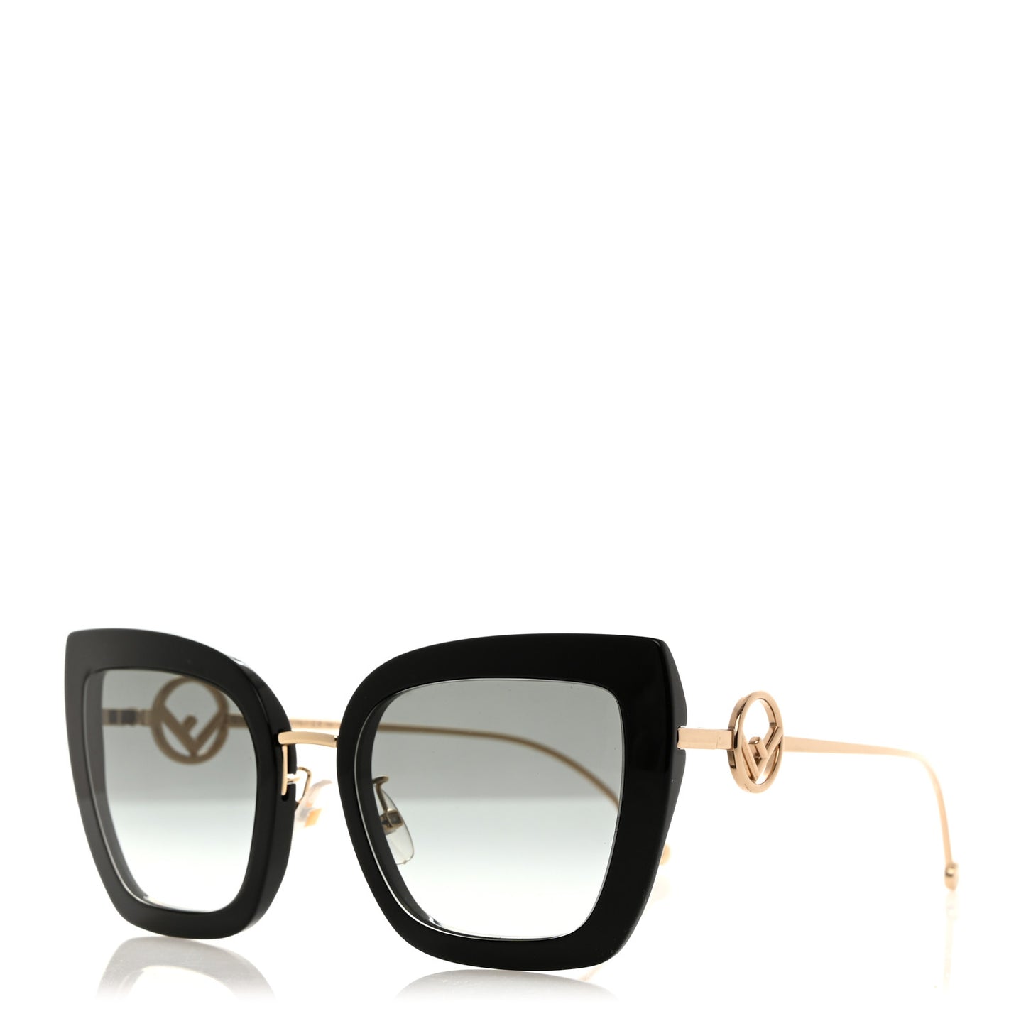 Acetate Metal F is Fendi Square Cat Eye Sunglasses FF 0424/F/S Black