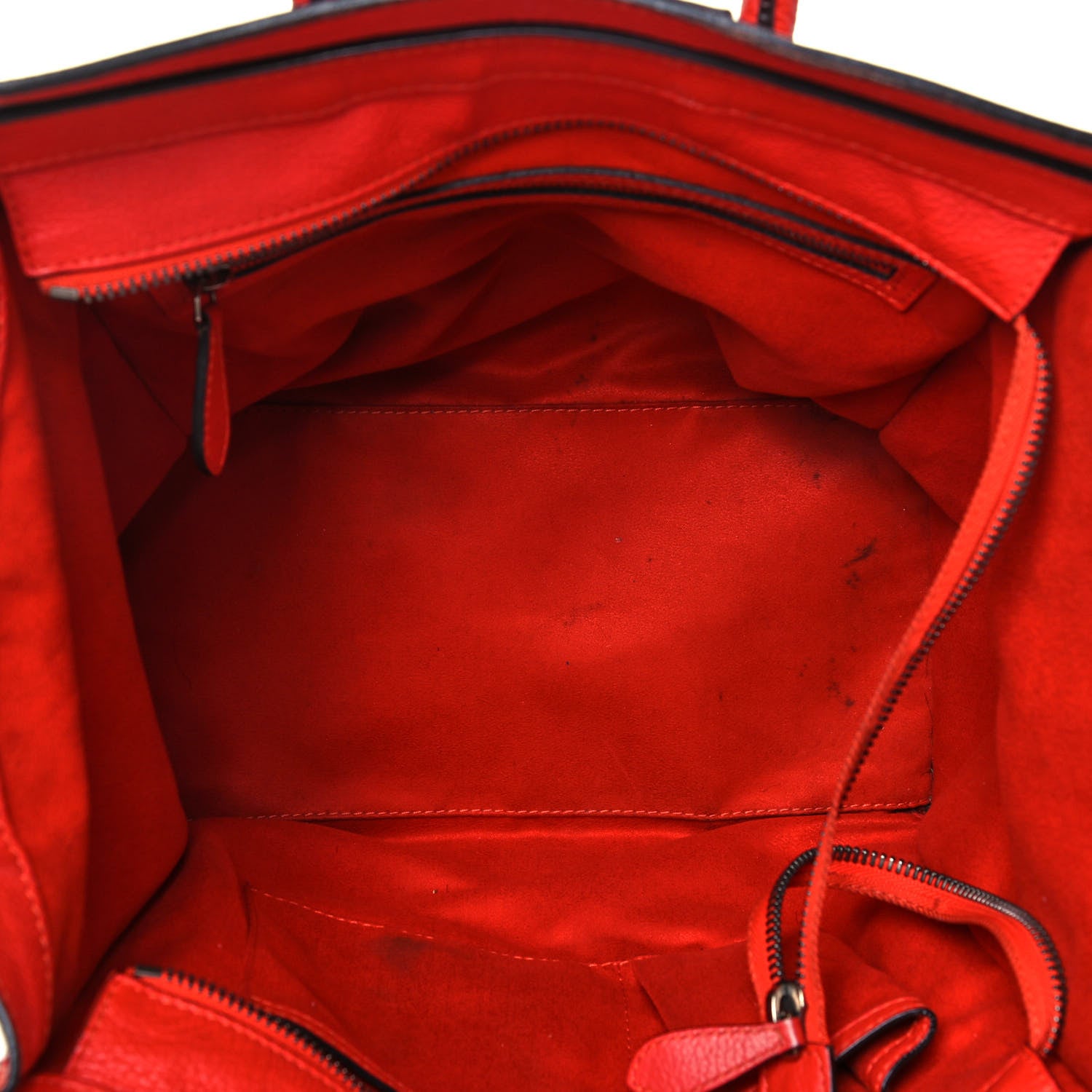 Celine Drummed Calfskin Mini Luggage Vermillion 4 of 12