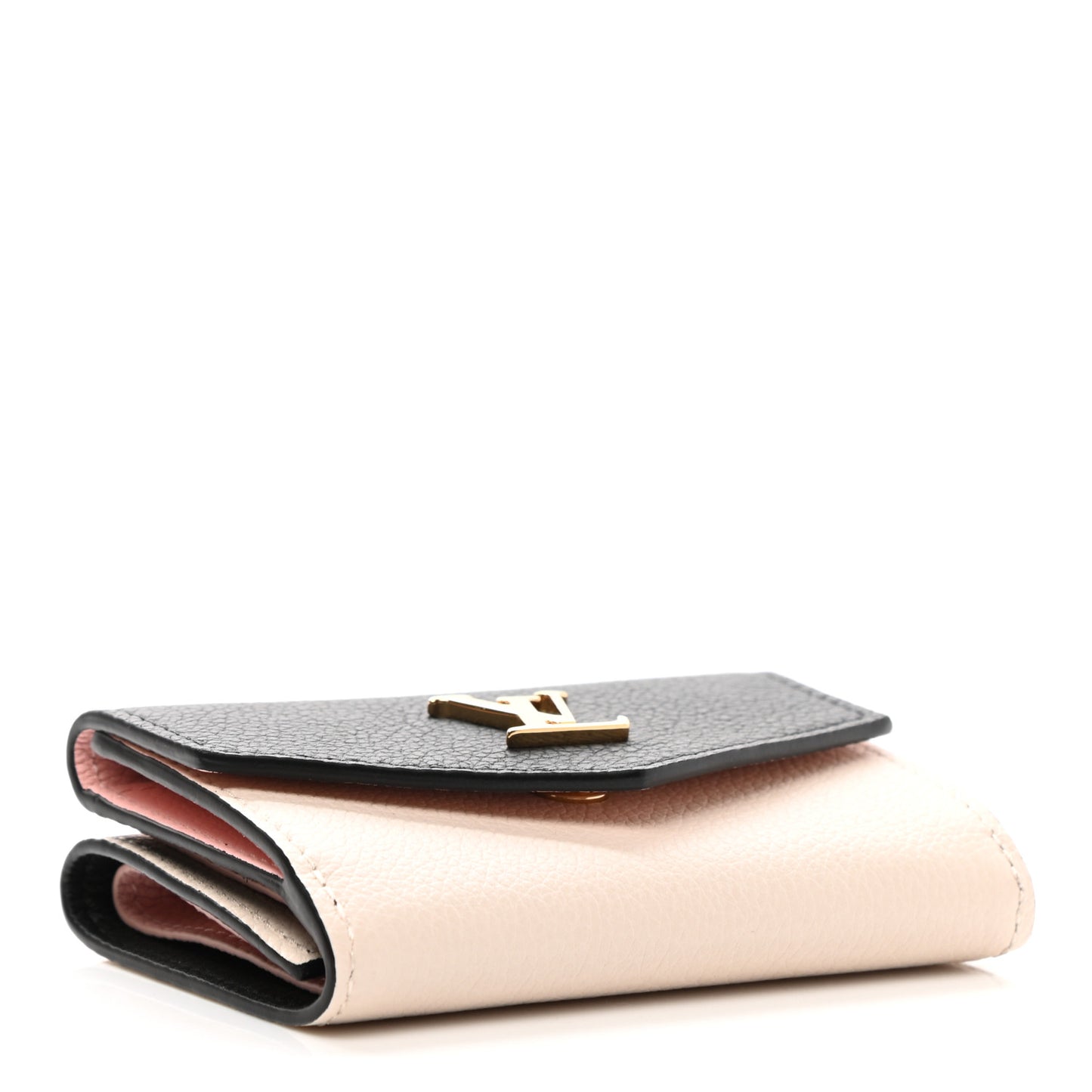 Calfskin Lockmini Wallet Black Cream Pink