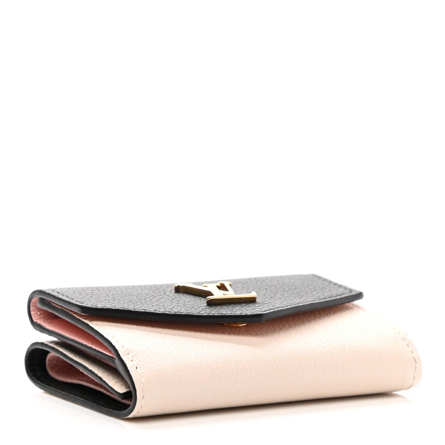 Louis Vuitton Calfskin Lockmini Wallet Black Cream Pink 4 of 8