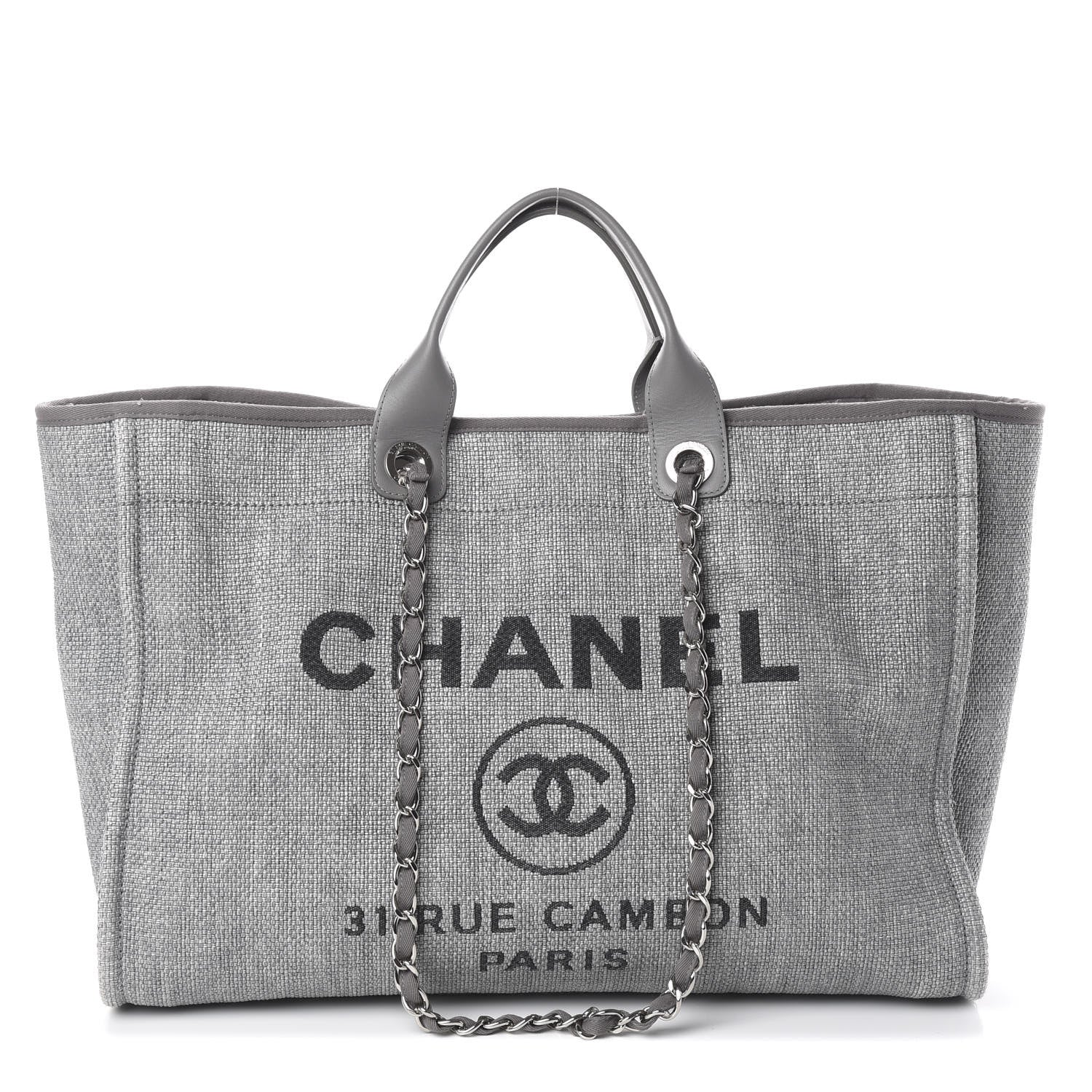 Chanel Woven Straw Raffia Medium Deauville Tote Grey 1 of 9