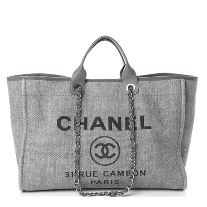 Chanel Woven Straw Raffia Medium Deauville Tote Grey 1 of 9