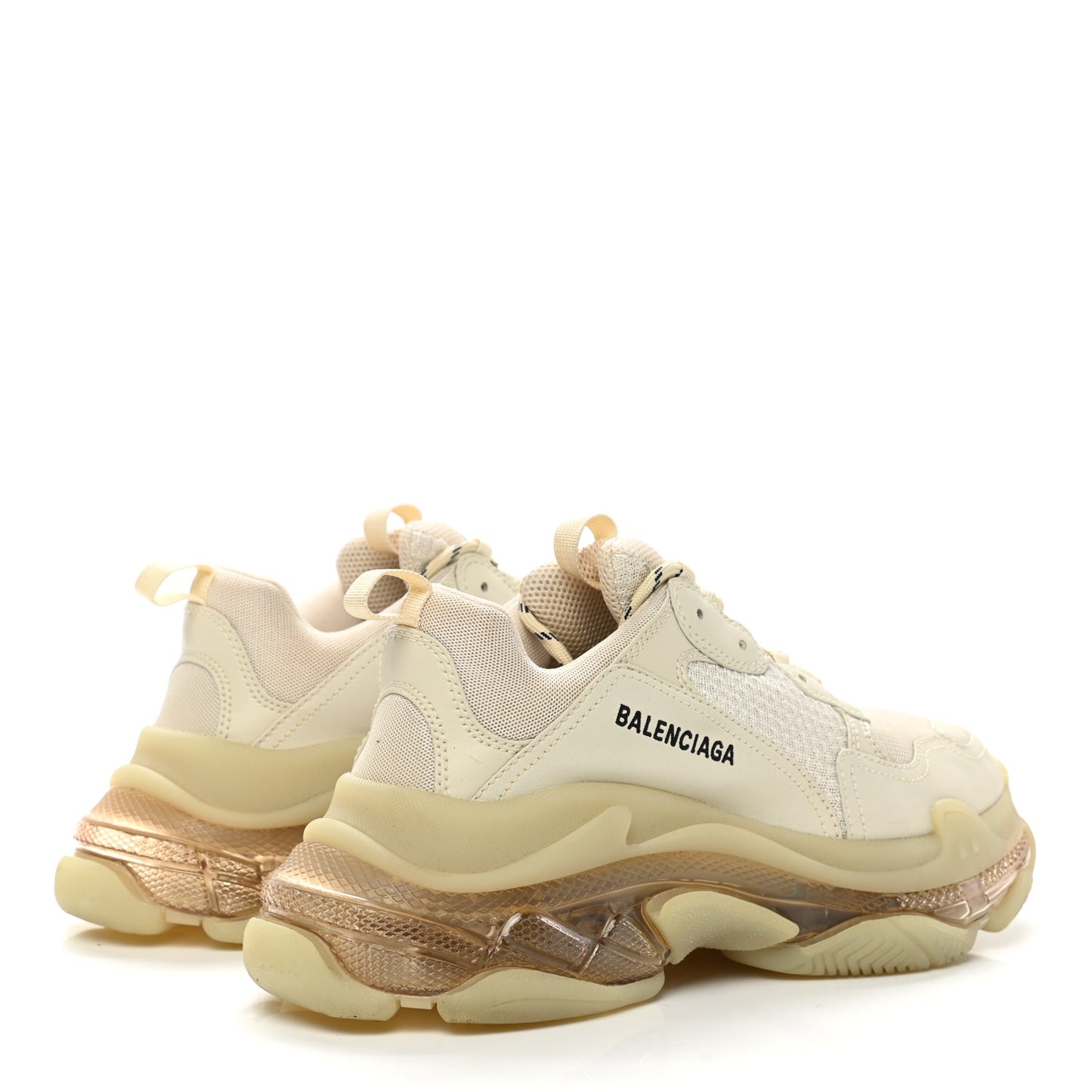 Fabric Mesh Clear Sole Mens Triple S Sneakers 42 Beige