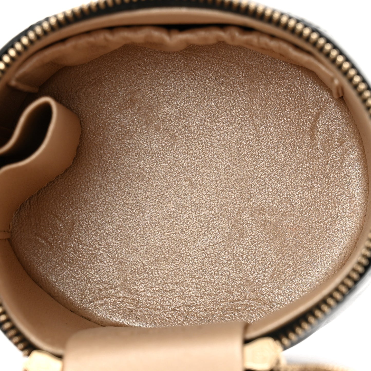 Lambskin Quilted Ruched Handle Vanity Case Black