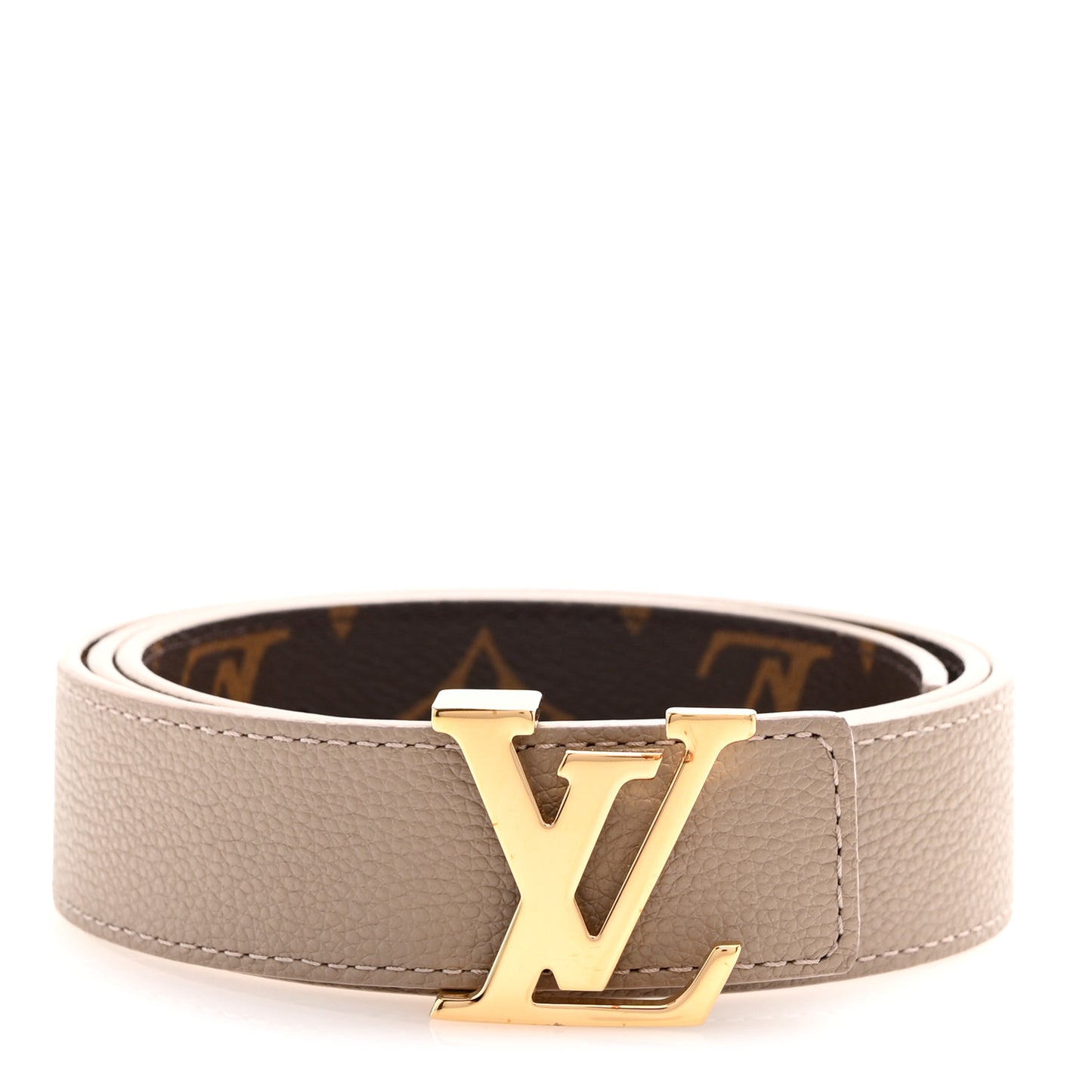 Calfskin Monogram 30mm LV Initiales Reversible Belt 80 32 Beige