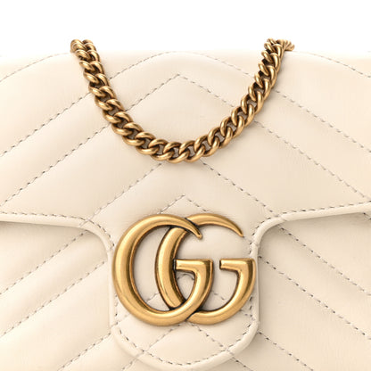 Gucci Calfskin Matelasse Super Mini GG Marmont Shoulder Bag White 8 of 10