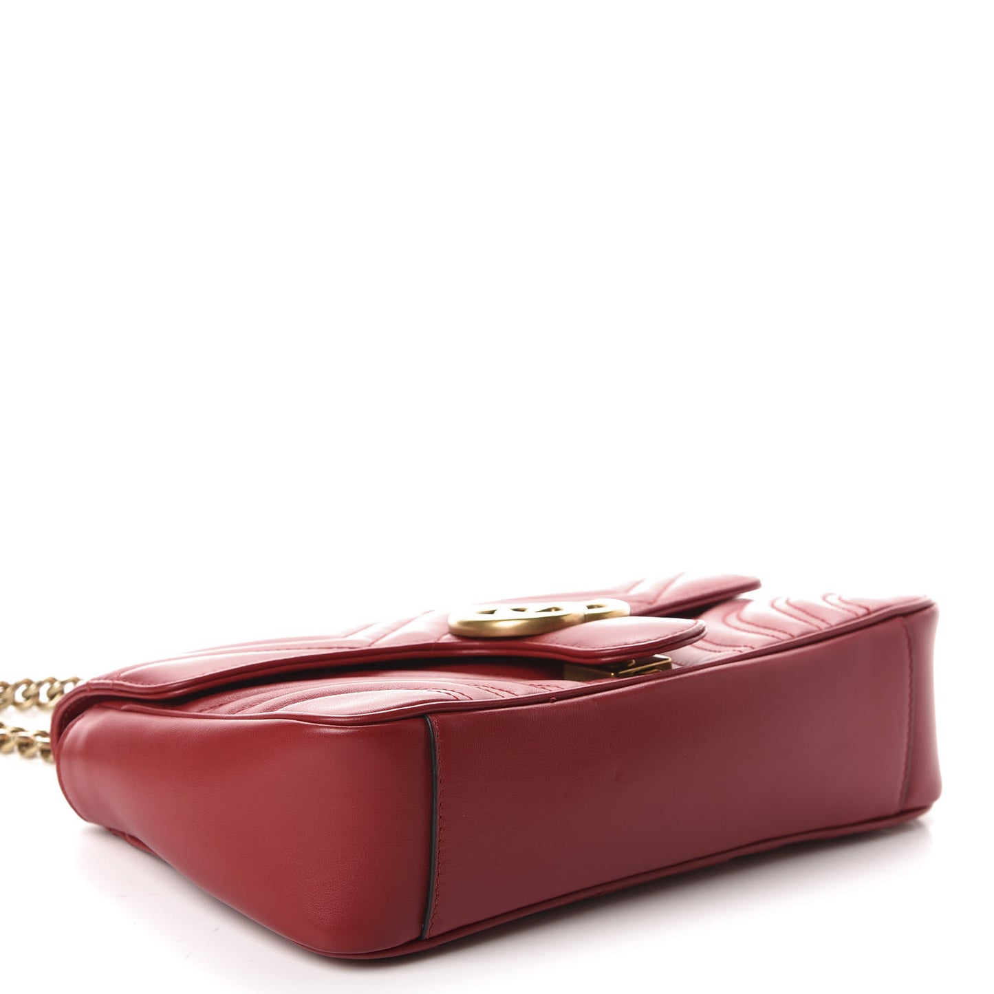 Calfskin Matelasse Small GG Marmont Shoulder Bag Hibiscus Red