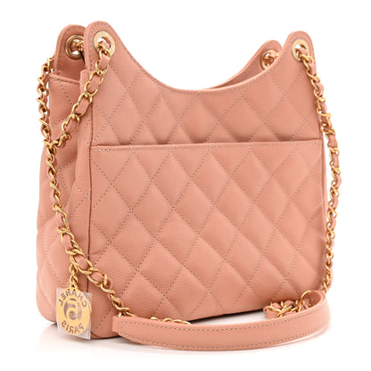 Chanel Caviar Quilted Wavy CC Hobo Beige 3 of 11