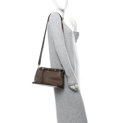 Fendi Vitello Dolce Bi-Color FF 1974 Embossed Medium By The Way Boston Bag Maya Black 2 of 11