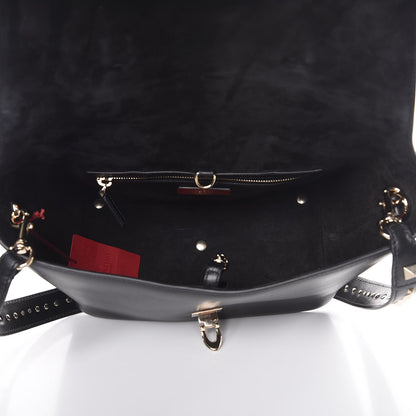 Valentino Garavani Calfskin Small Rockstud Demilune Double Handle Satchel Black 6 of 9