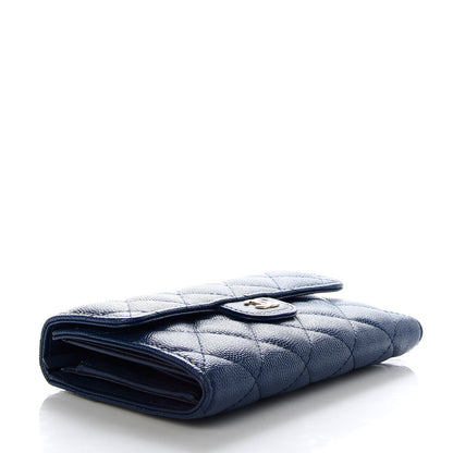 Chanel Caviar Quilted Medium Flap Wallet Dark Blue 4 of 7