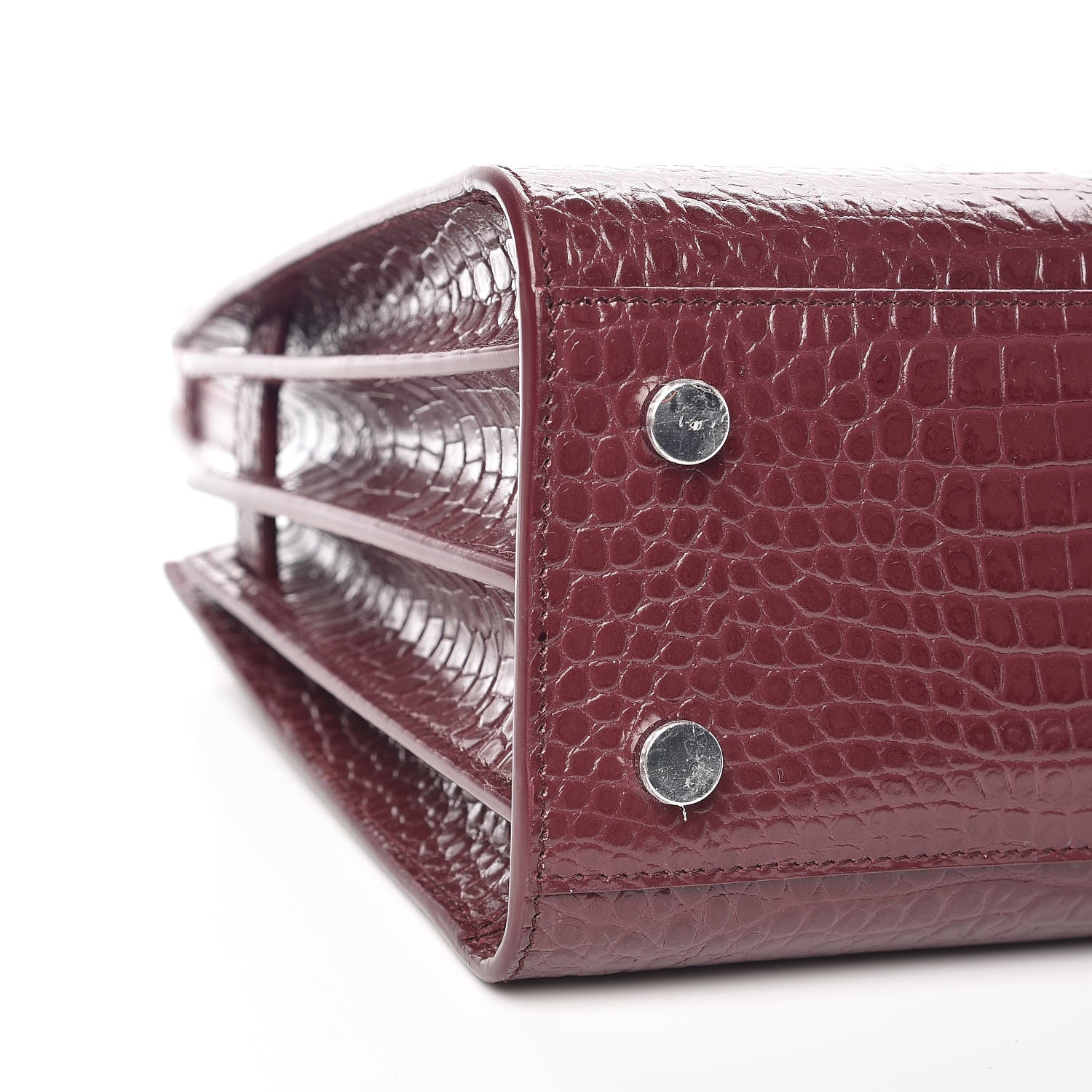 Saint Laurent Calfskin Crocodile Embossed Baby Sac De Jour Rouge 10 of 11