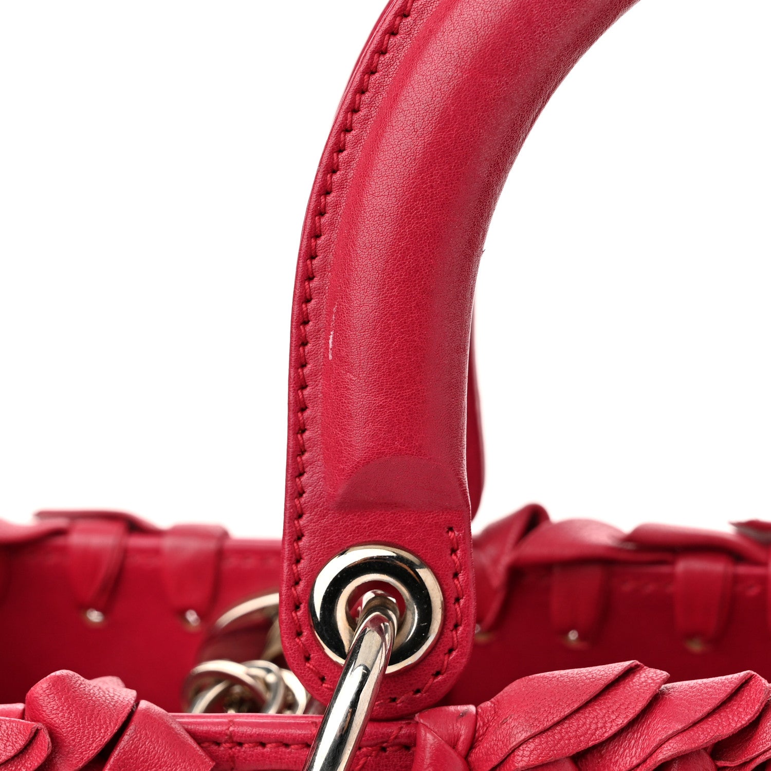 Christian Dior Lambskin Cannage Bow Medium Lady Dior Fuchsia 12 of 13