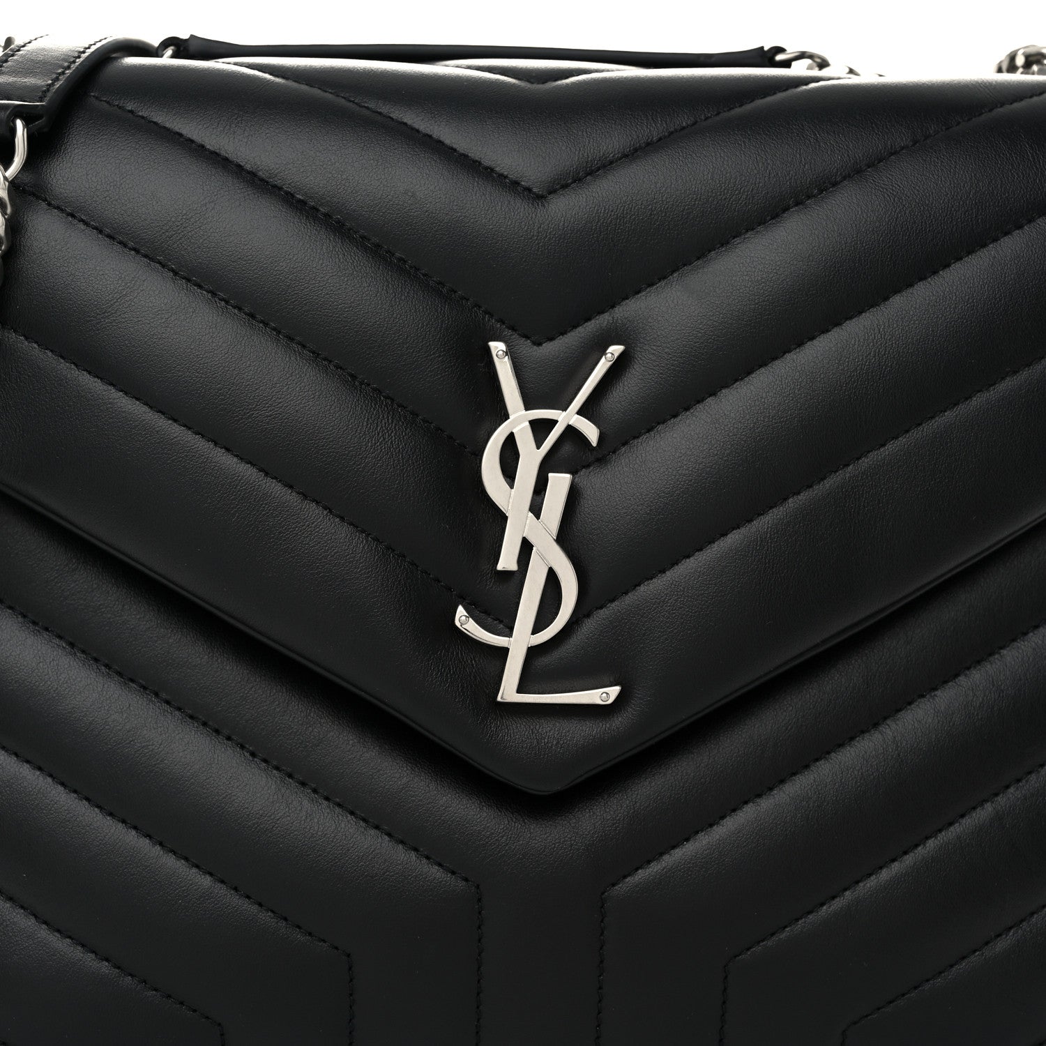Saint Laurent Calfskin Y Quilted Monogram Medium Loulou Chain Satchel Black 8 of 10