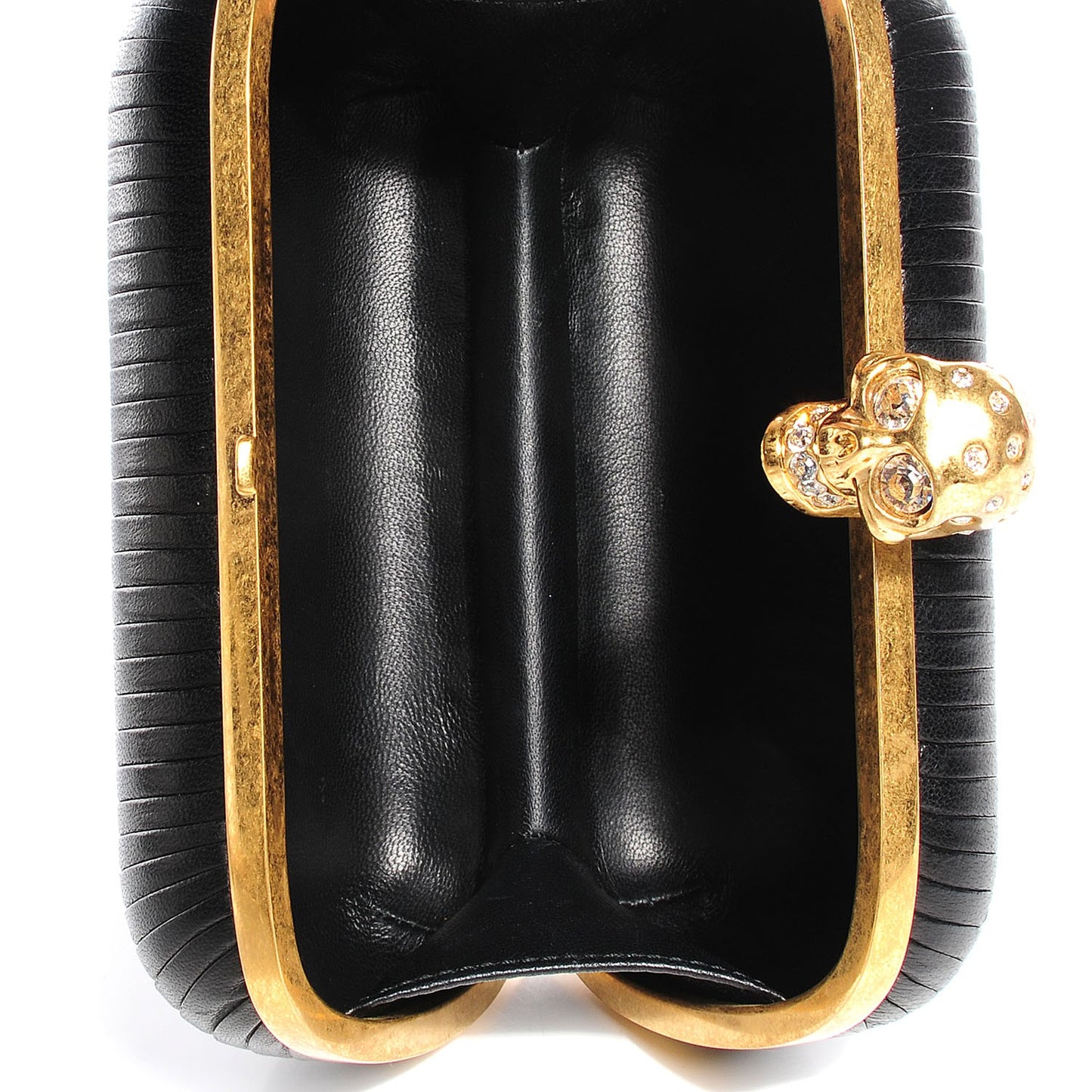 Leather Skull Box Clutch Black