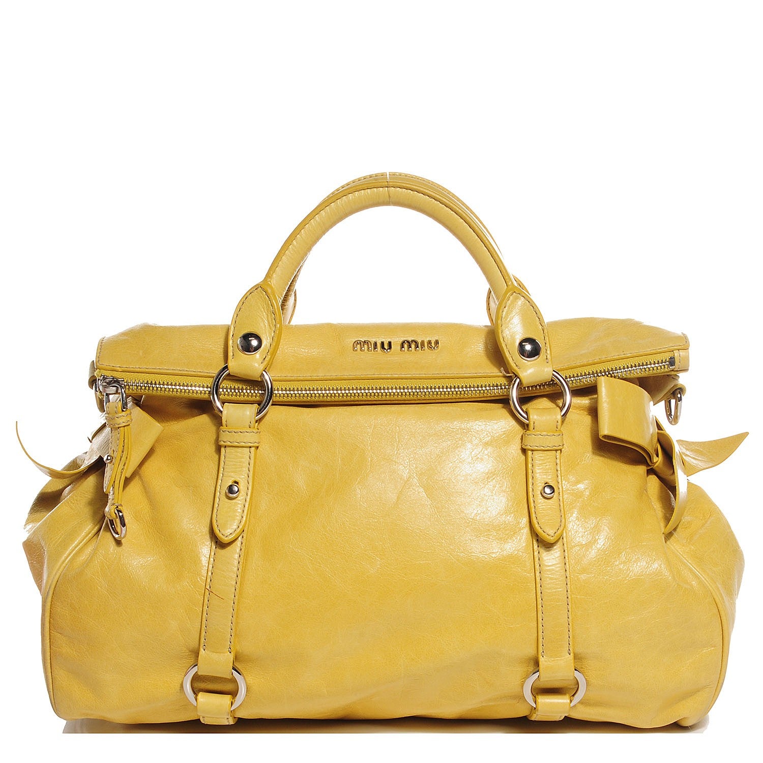 Miu Miu Vitello Lux Large Bow Bag Polline 1 of 9