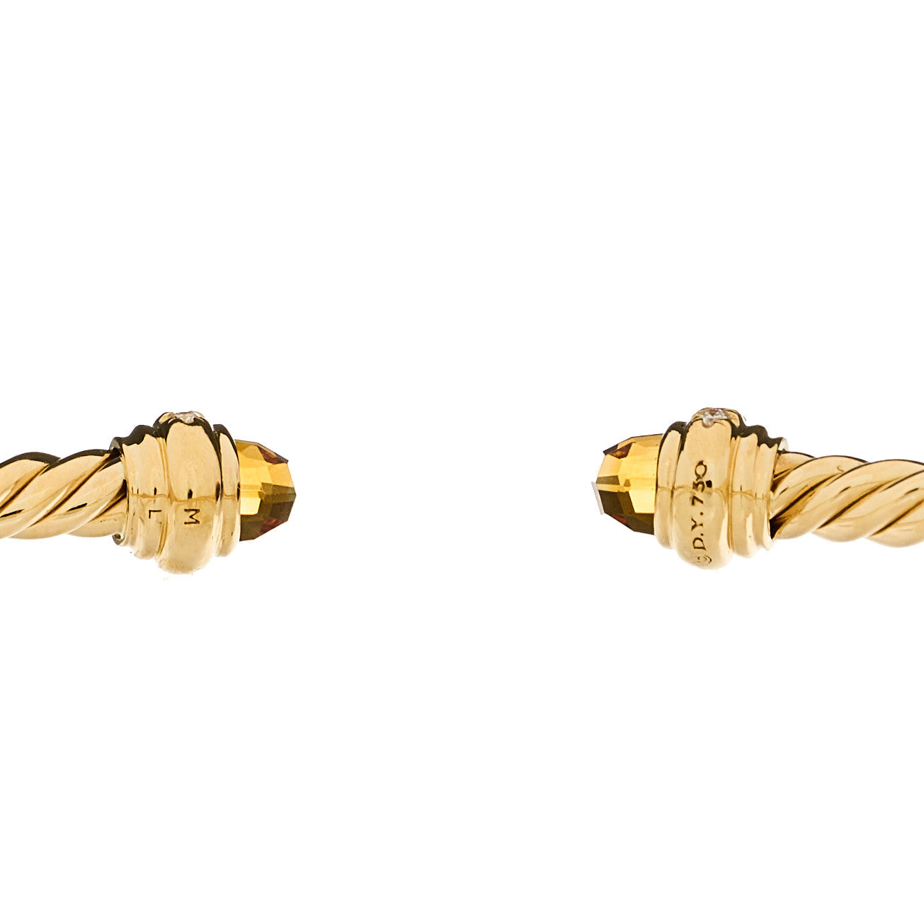 David Yurman 18K Yellow Gold Diamond Citrine 3mm Cablespira Bracelet 3 of 3