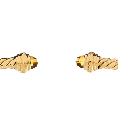 David Yurman 18K Yellow Gold Diamond Citrine 3mm Cablespira Bracelet 3 of 3