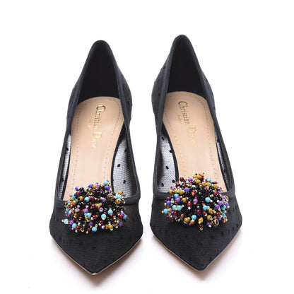 Christian Dior Mesh Blossom Pumps 39.5 Black 3 of 9