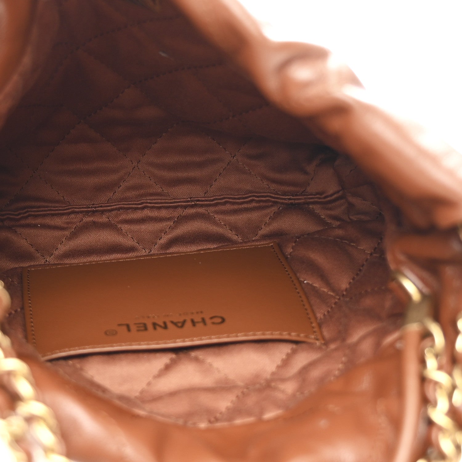 Chanel Shiny Calfskin Quilted Mini Chanel 22 Light Brown 1809925