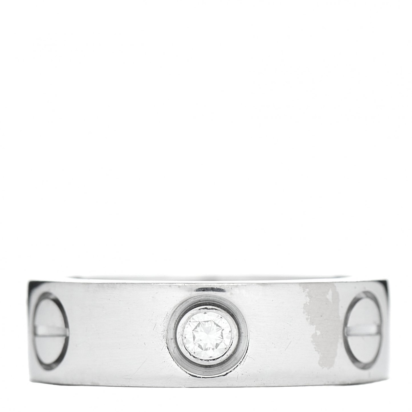 18K White Gold 3 Diamond 5.5mm LOVE Ring 49 4.75