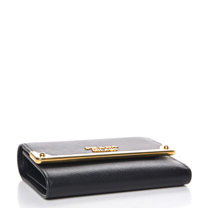 Prada Saffiano Cahier Compact Wallet Black 4 of 7