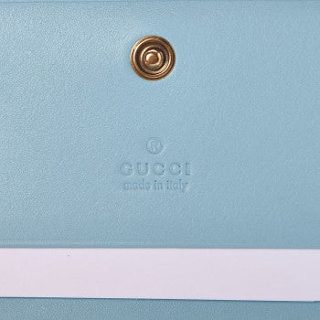 X UNSKILLED WORKER Calfskin Matelasse Flora Painted GG Marmont Card Case Wallet Cloudy Blue Multicolor
