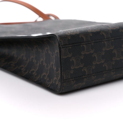Celine Triomphe Canvas Calfskin Small Vertical Cabas Tan 7 of 8