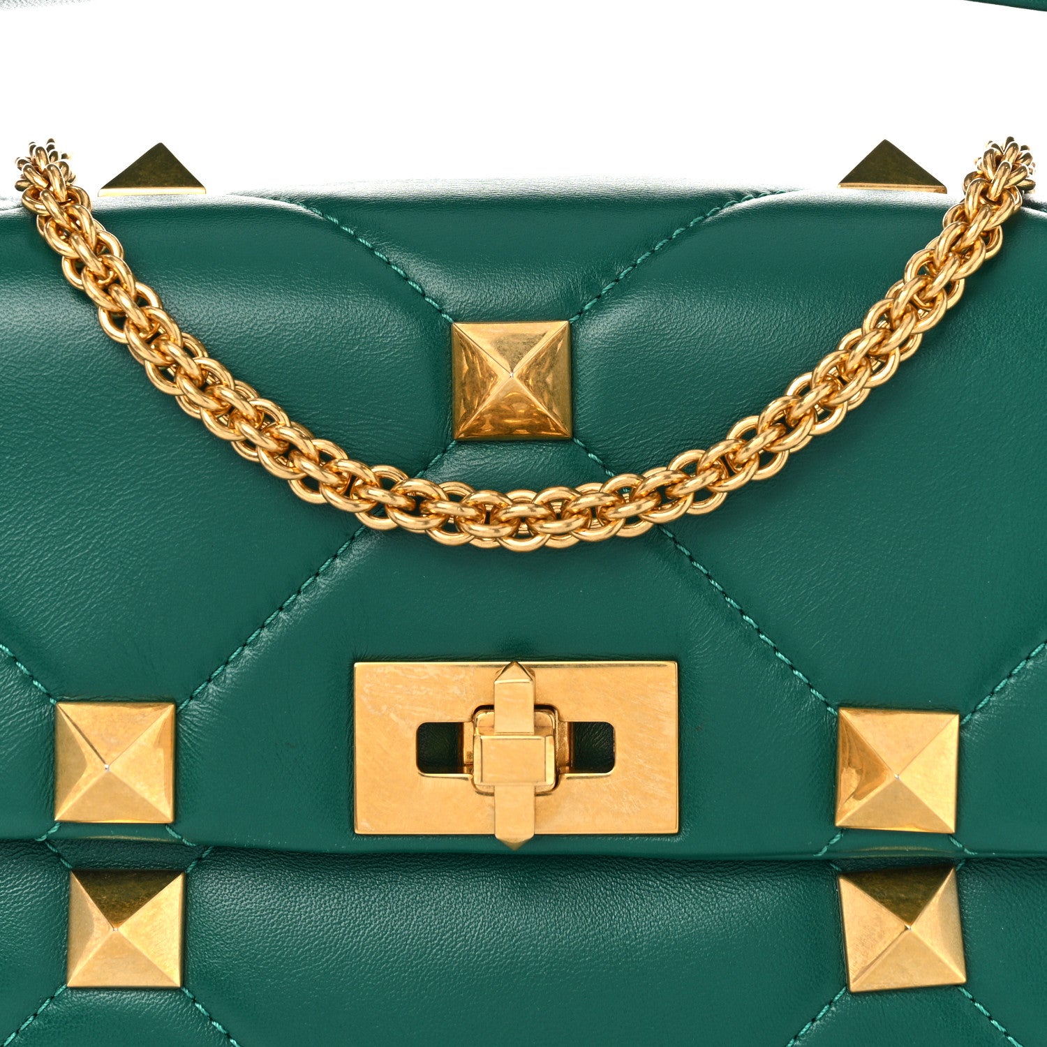 Valentino Garavani Nappa Roman Stud Shoulder Bag Jungle 7 of 9