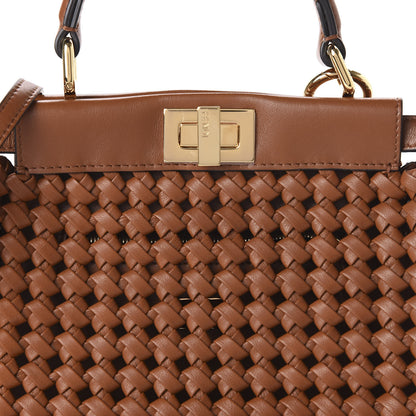 Fendi Nappa Mini Interlace Peekaboo Iconic Satchel Brown 9 of 10