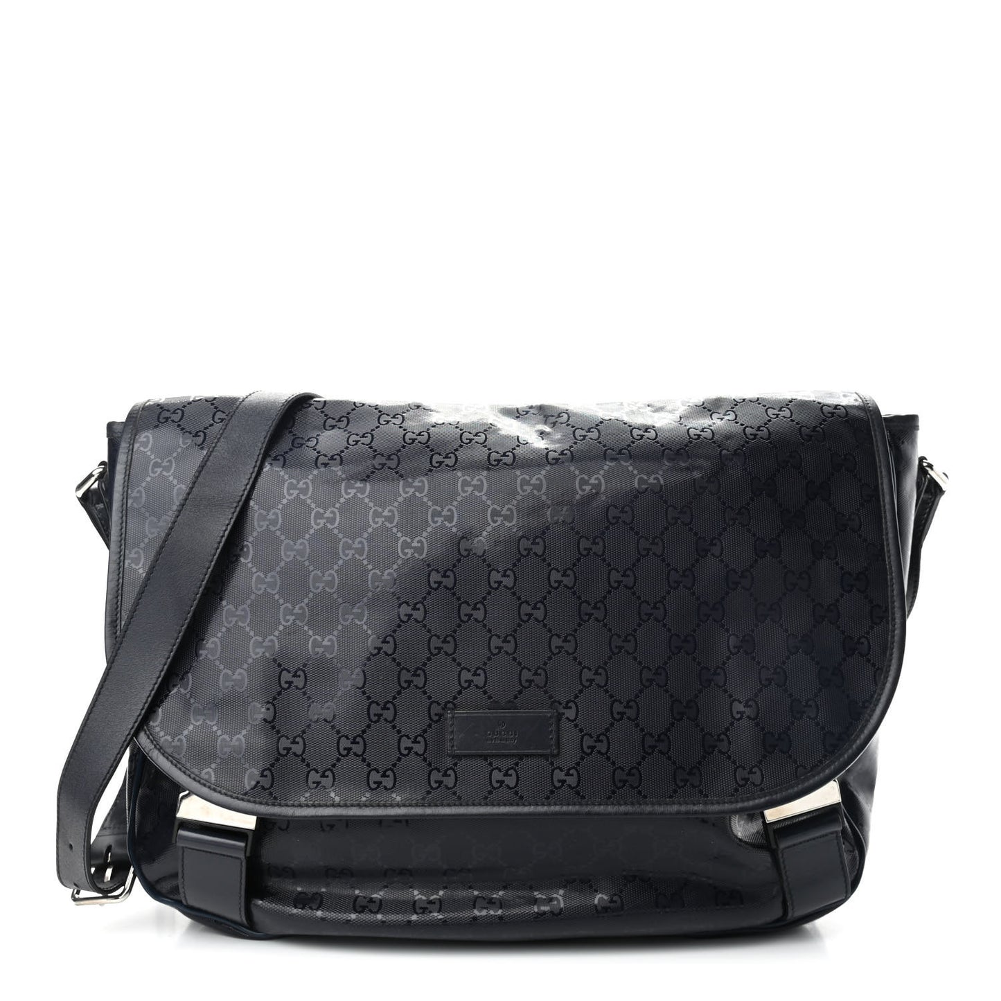 Imprime Monogram Large Double Buckle Flap Messenger Bag Black