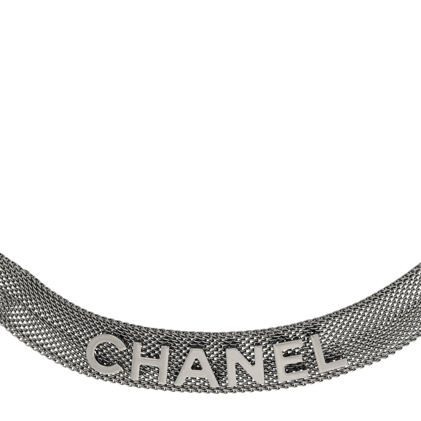 Mesh Logo Choker Necklace Ruthenium